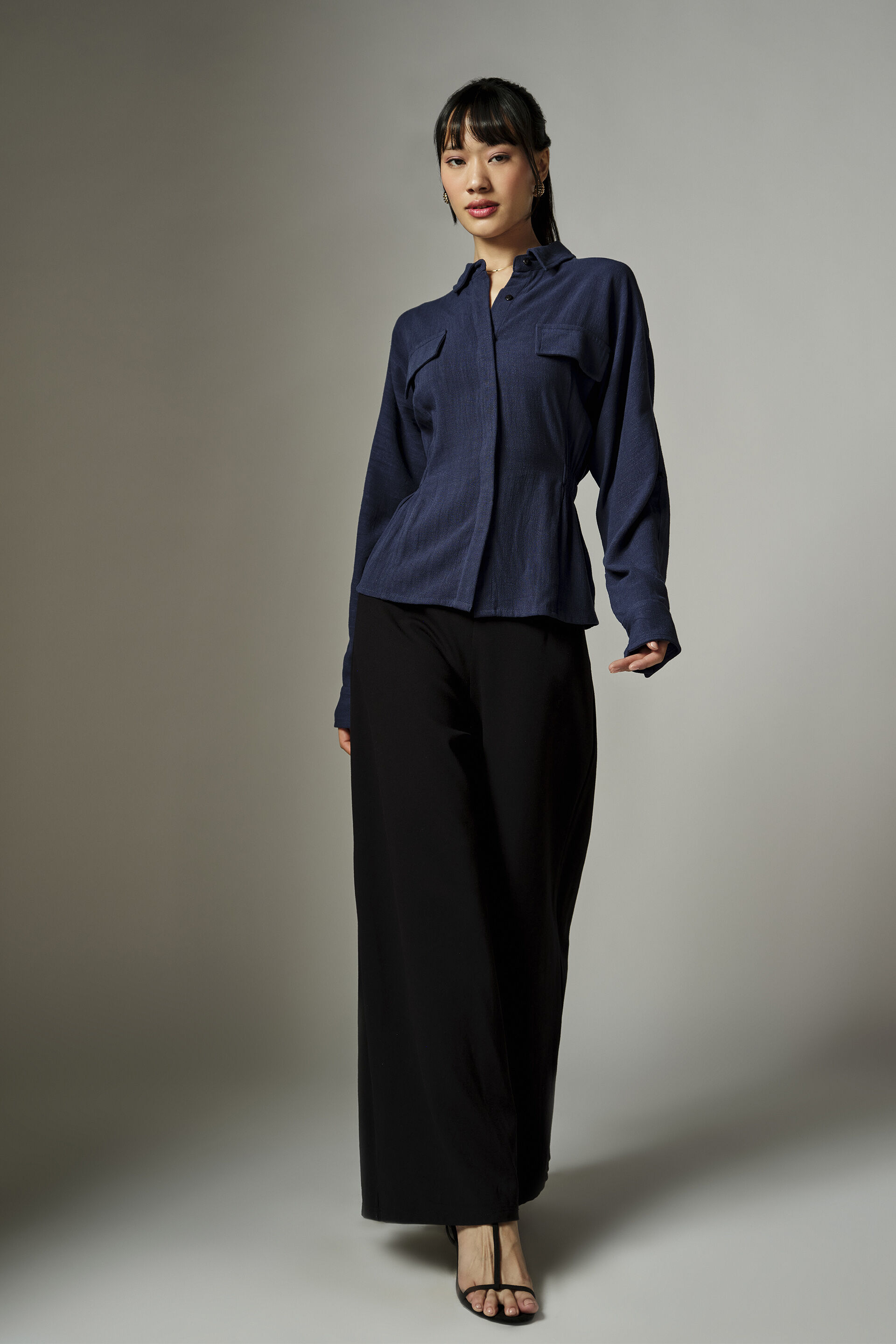 Avery Blue Collared Top, Blue, image 5